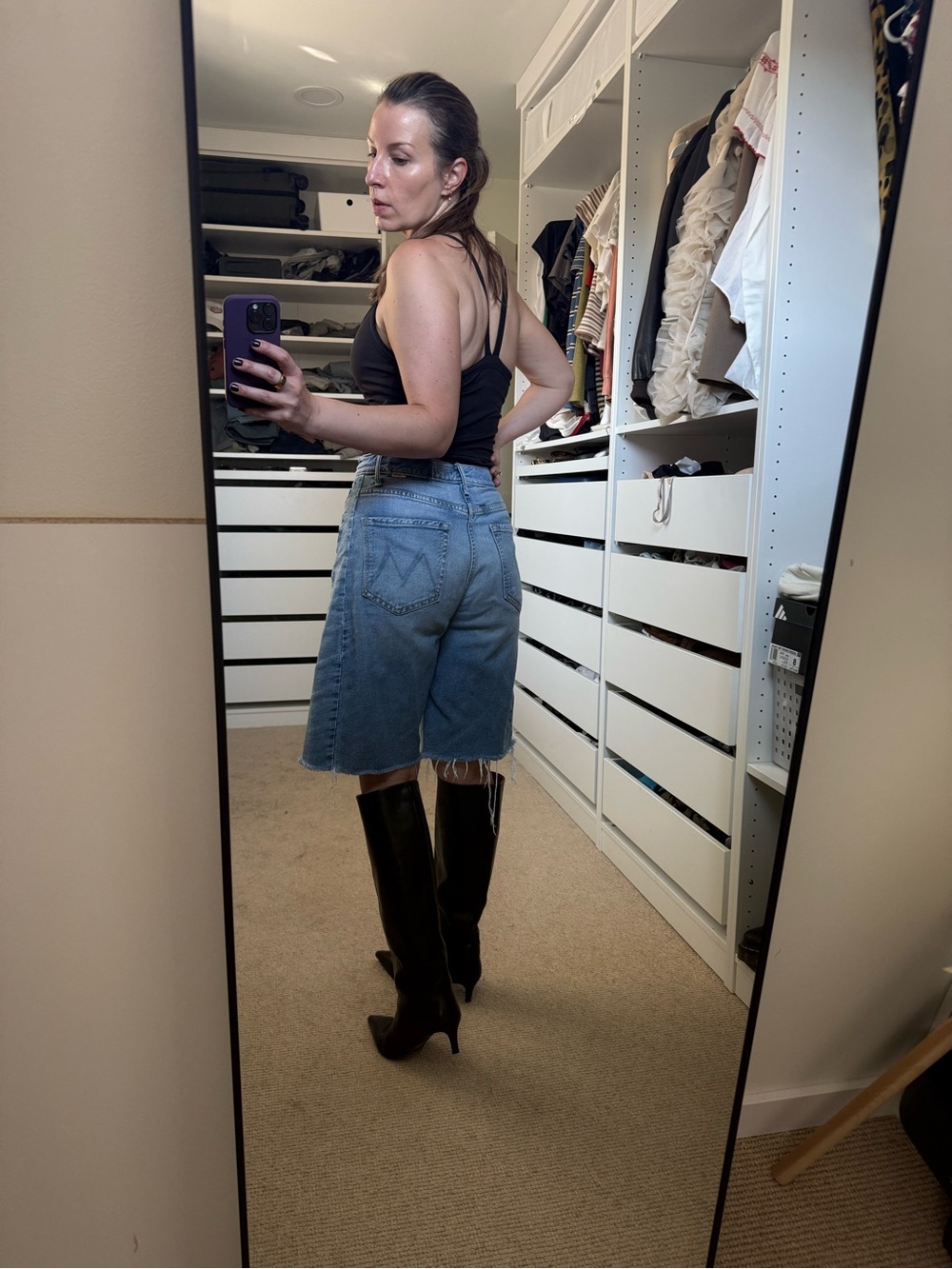 MOTHER Light Blue Denim half pipe Bermuda Shorts - Picture 2 of 3